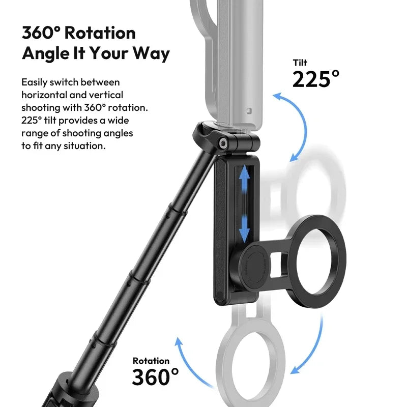 Magnetic Wireless Tripod with Grip and Selfie Stick for Smartphones
