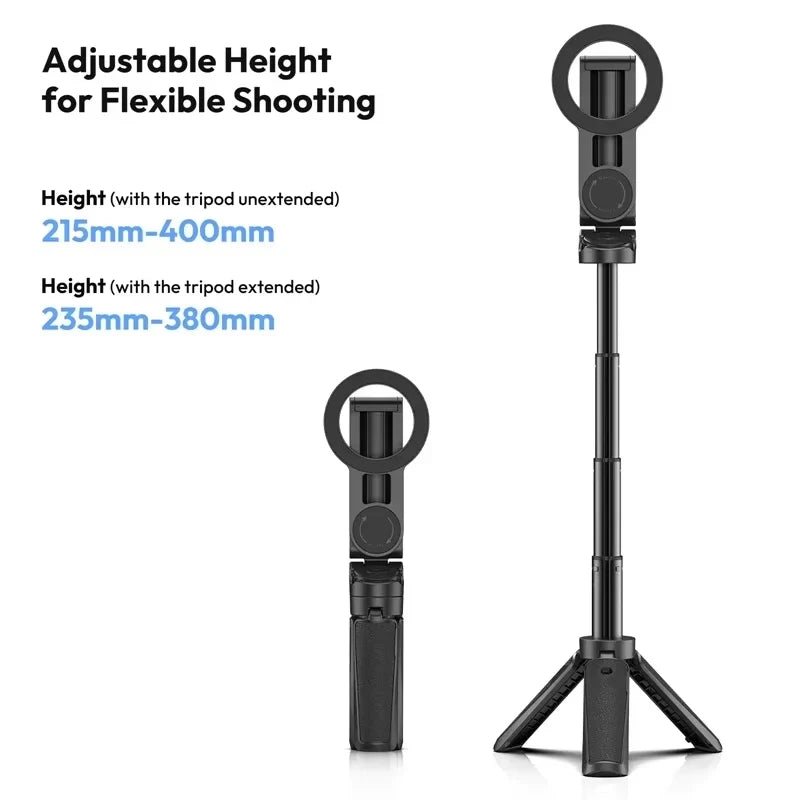 Magnetic Wireless Tripod with Grip and Selfie Stick for Smartphones